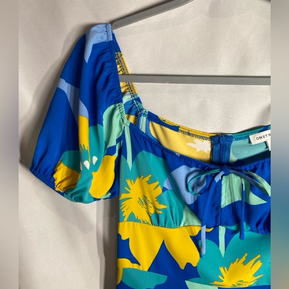 Onetheland Blue and Yellow Floral Midi Dress - Picture 5 of 11